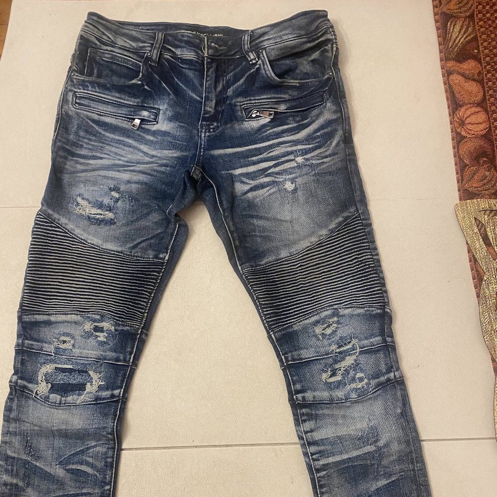 EMBELLISH Griffey Biker Denim Jeans